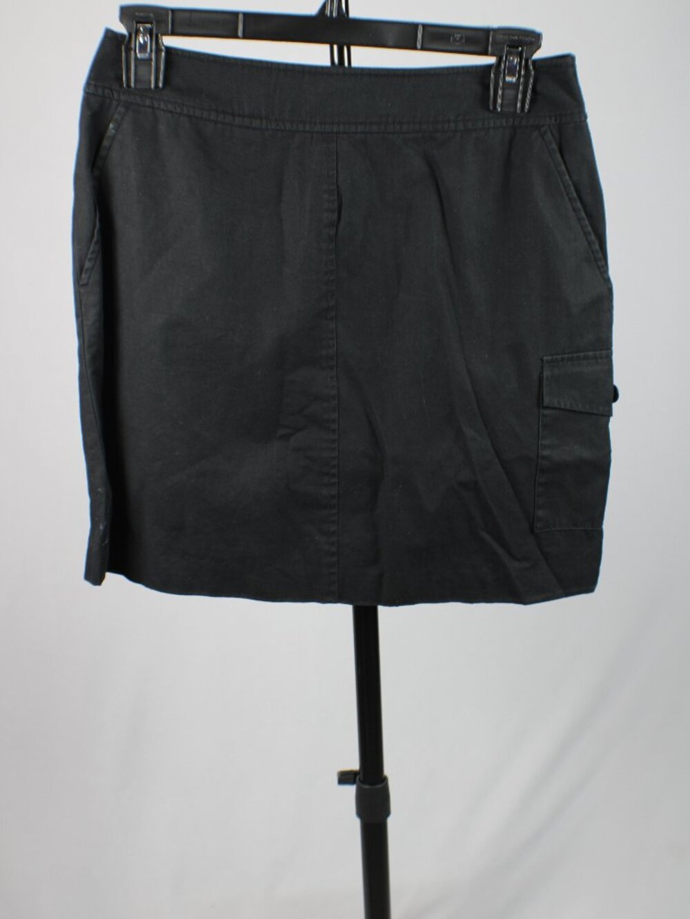 Ann Taylor Petites Womens XS Black Cotton Utility Cargo Mini Skirt Back Zip